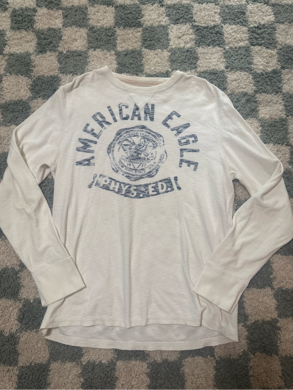 Vintage Fit American Eagle Shirt Mens XL Thermal Waffle Knit Crewneck Y2K 2010